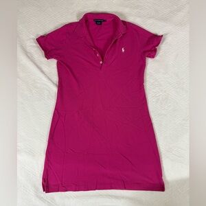Vintage 90s Ralph Lauren Sport Womens Size L Cotton Polo Shirt Dress Pink Preppy